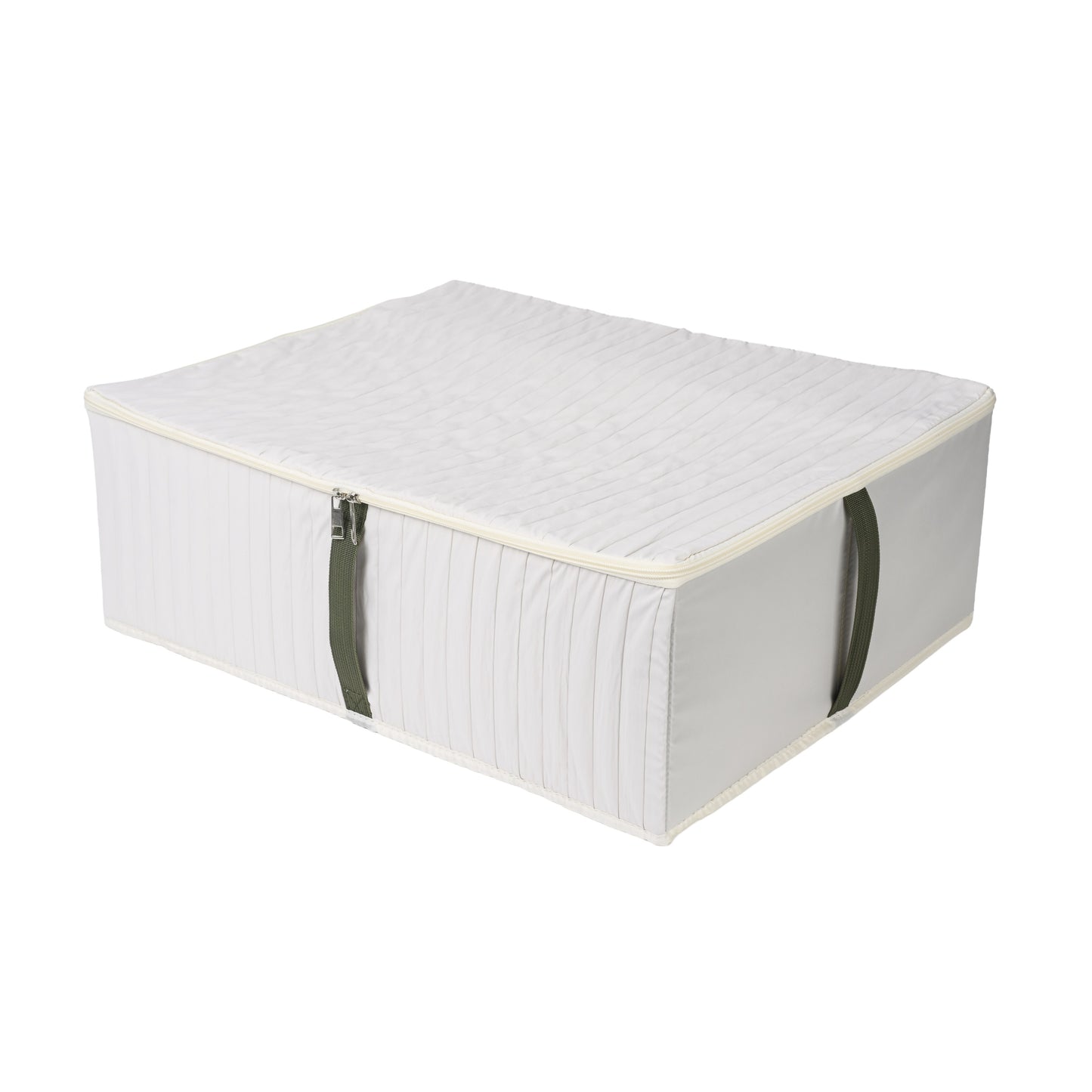 Green Minimal Under Bed Storage Box Slim Lidded Fabric Organizer - main product front view