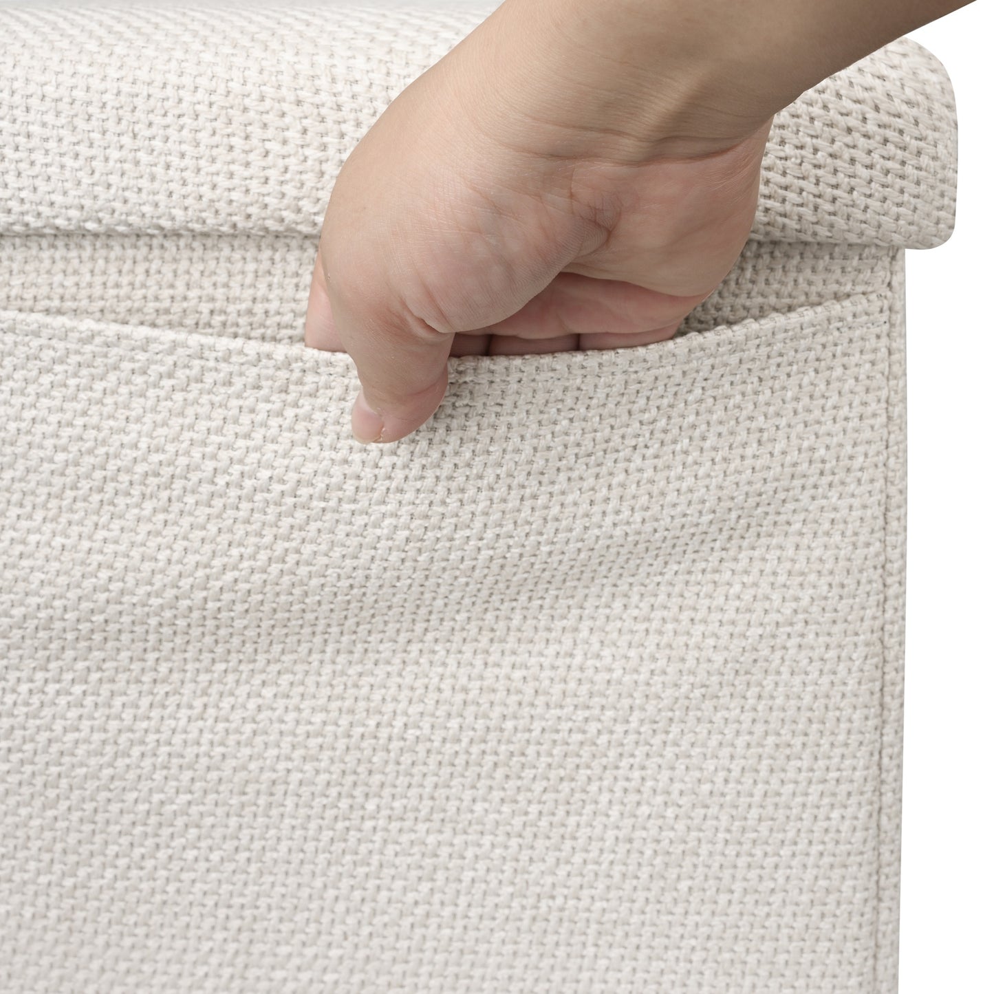 CozyNook Chenille Square Storage Ottoman - assembly or packaging display