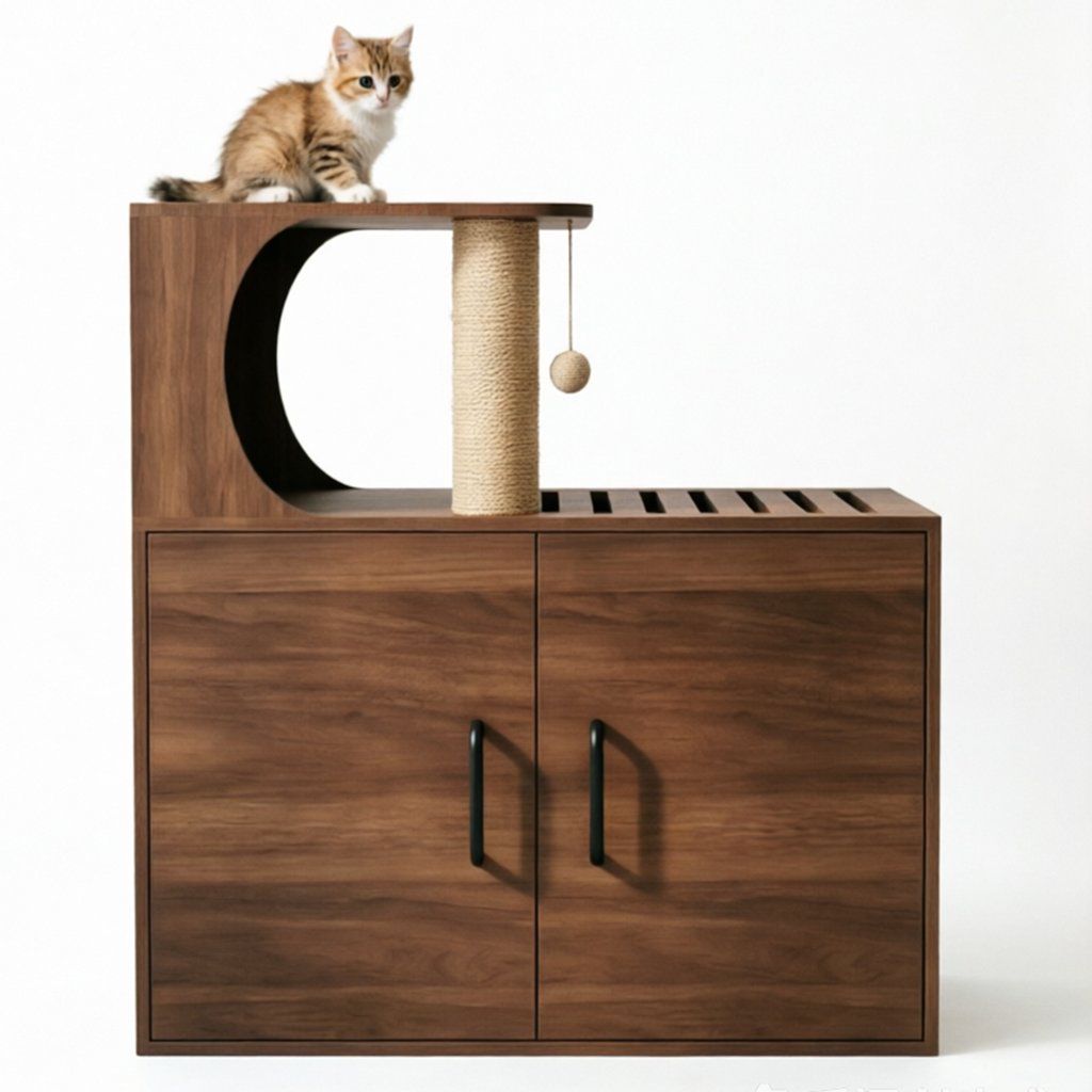 CozyNook Sanctuary Cat Litter Box Cabinet with Enclosed Litter Box | 77cm from CozyNookMY SANCTUARY collection — premium pet-friendly furniture & dog crate for modern homes