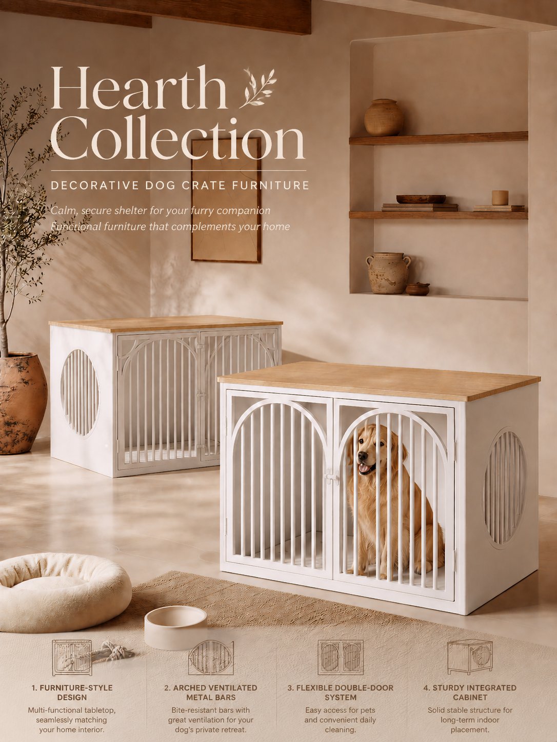 CozyNook Hearth Wooden Dog Crate with Side Entry | Large 98cm from CozyNookMY HEARTH collection — premium pet-friendly furniture & dog crate for modern homes