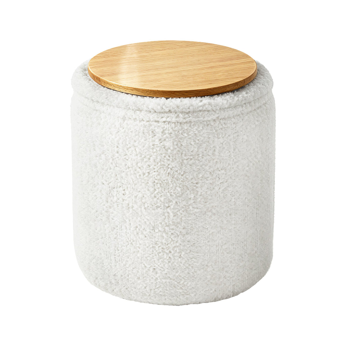 Chenille Oval Storage Ottoman Bench in soft chenille upholstery, designed as part of the NOOK multifunctional storage furniture collection. oval bench design fits modern living rooms, bedrooms and small-space homes with hidden storage. Side angle view showing oval bench design.