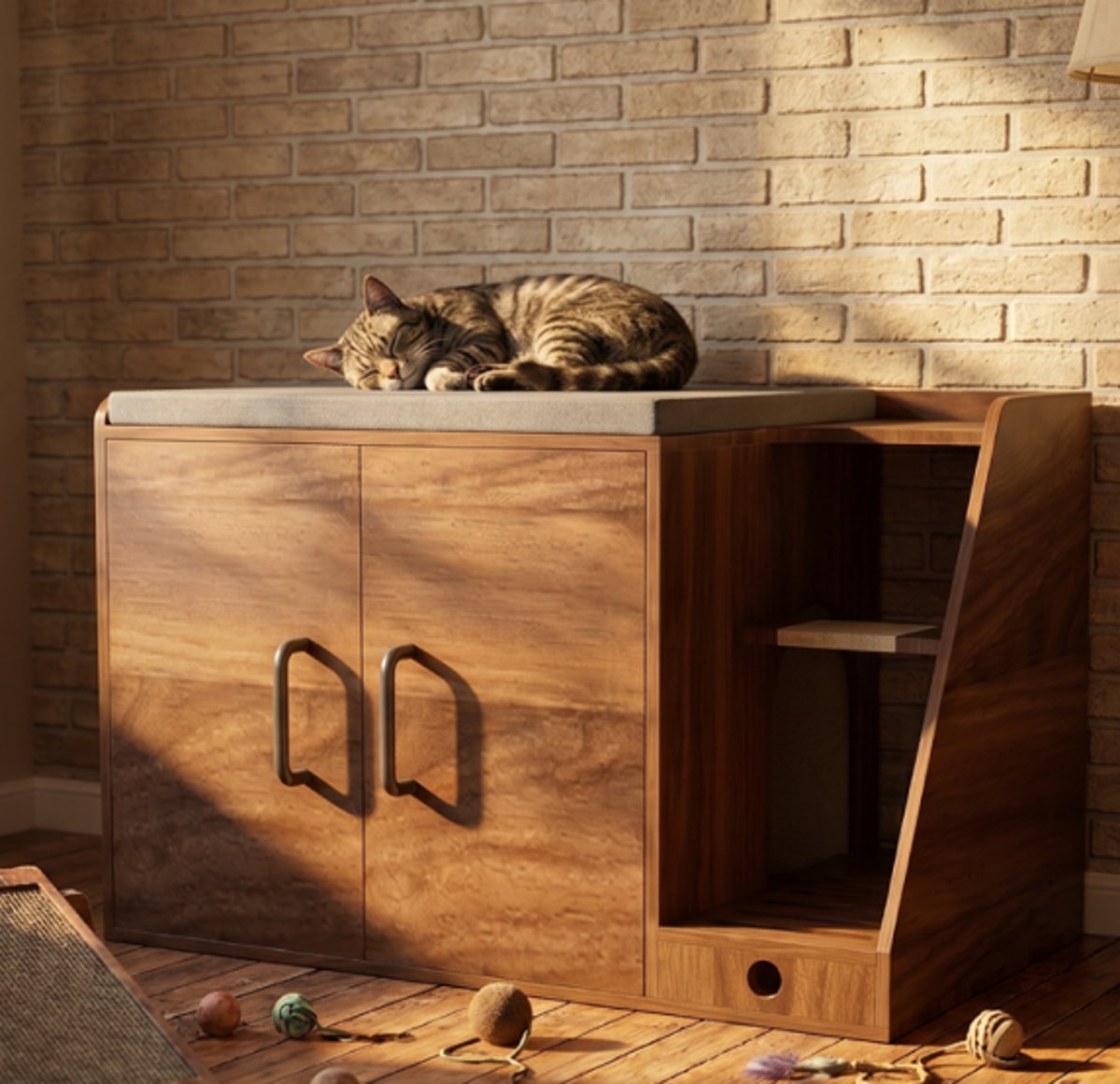 CozyNook Sanctuary Low Cat Litter Box Cabinet with Storage | 52cm from CozyNookMY SANCTUARY collection — premium pet-friendly furniture & dog crate for modern homes
