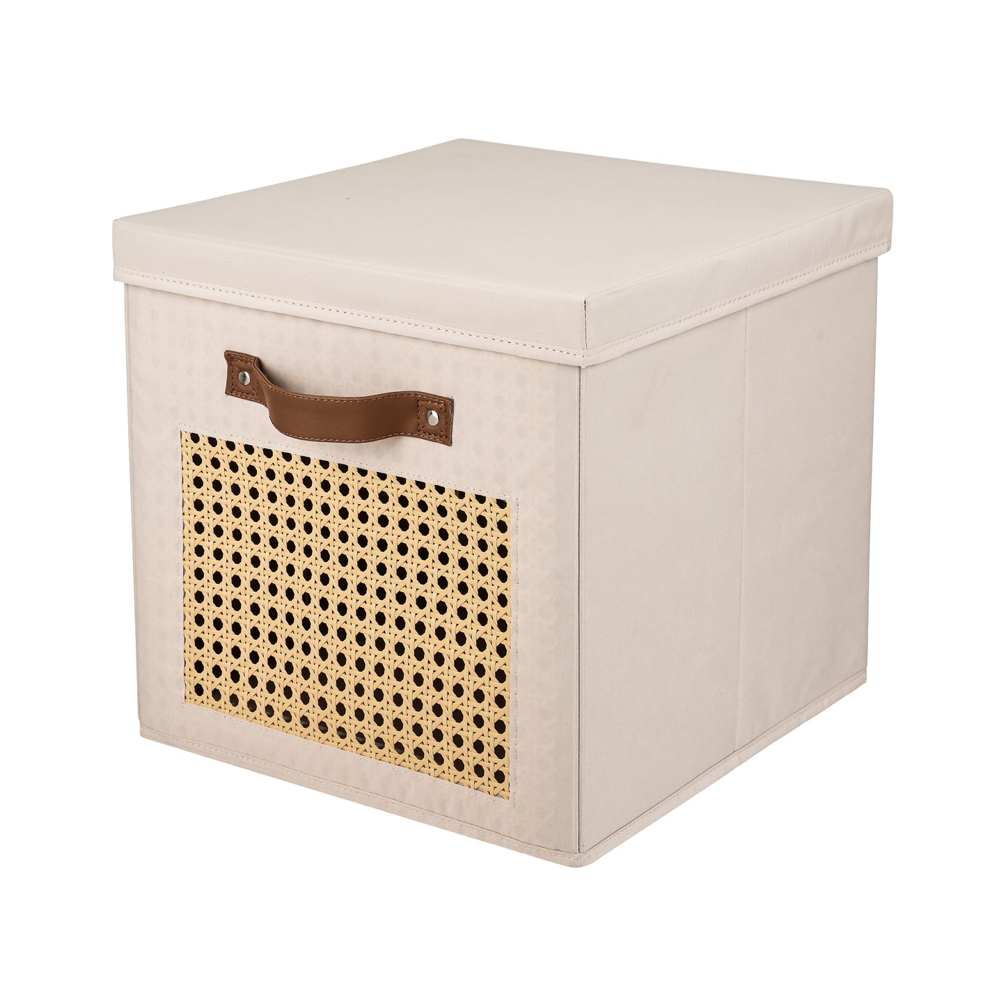 Soft Touch Cube Storage Box with Lid - Peachskin Fabric - main product front view