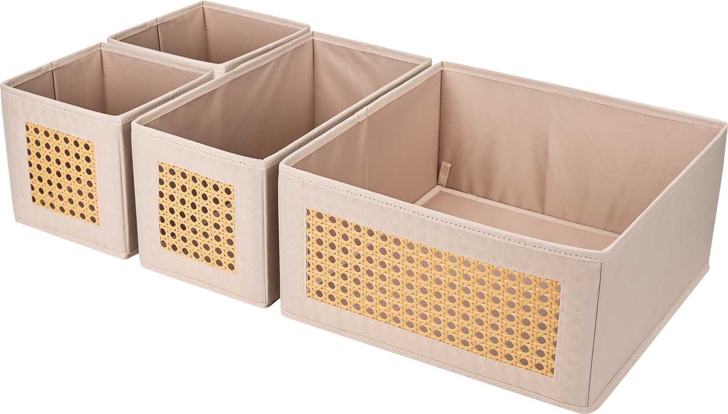 Soft Touch Drawer Storage Sets - Beige - side angle view showing dimensions