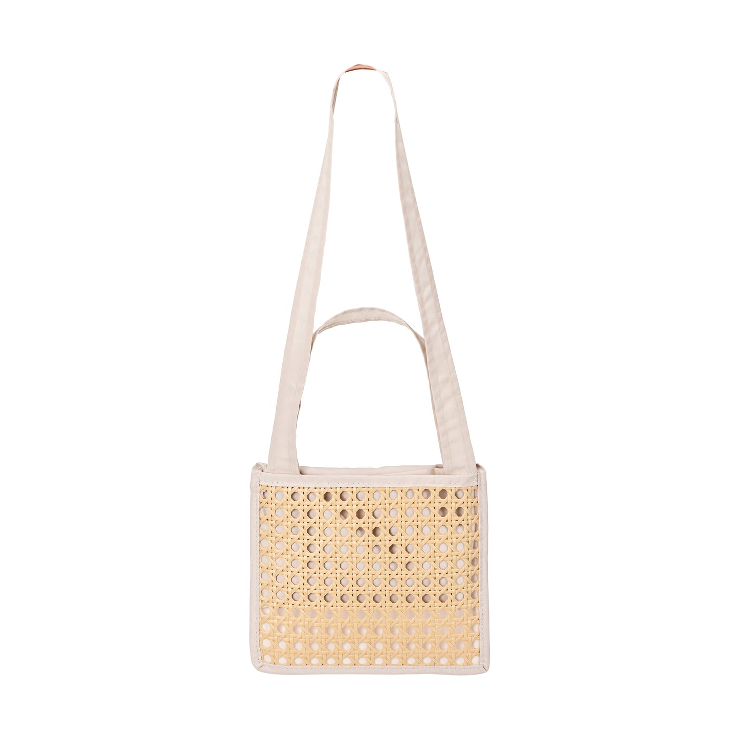 Soft Touch Shopping Bags - Beige Small - side angle view showing dimensions