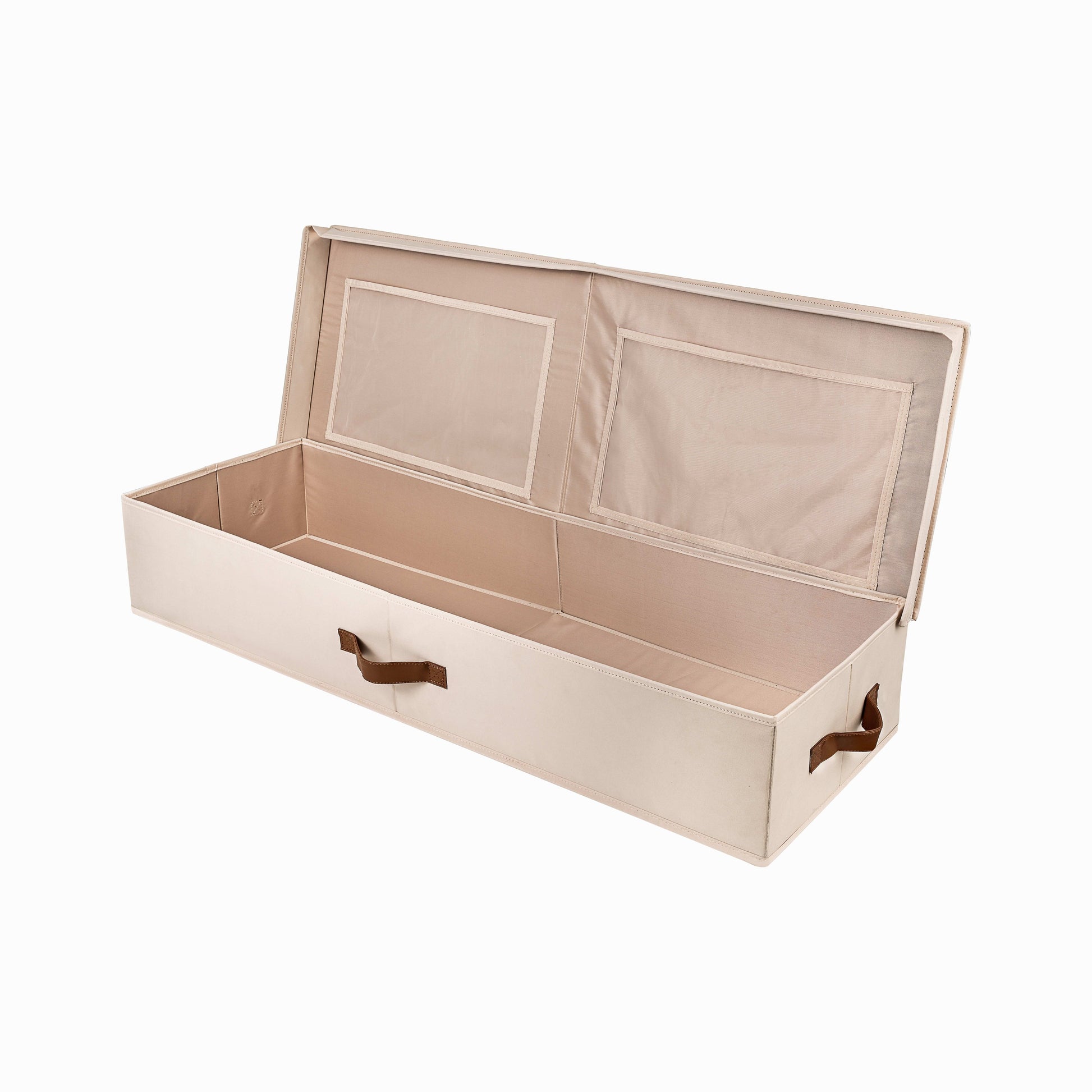 Soft Touch Underbed Storage Boxes - Beige - lifestyle scene in modern living room