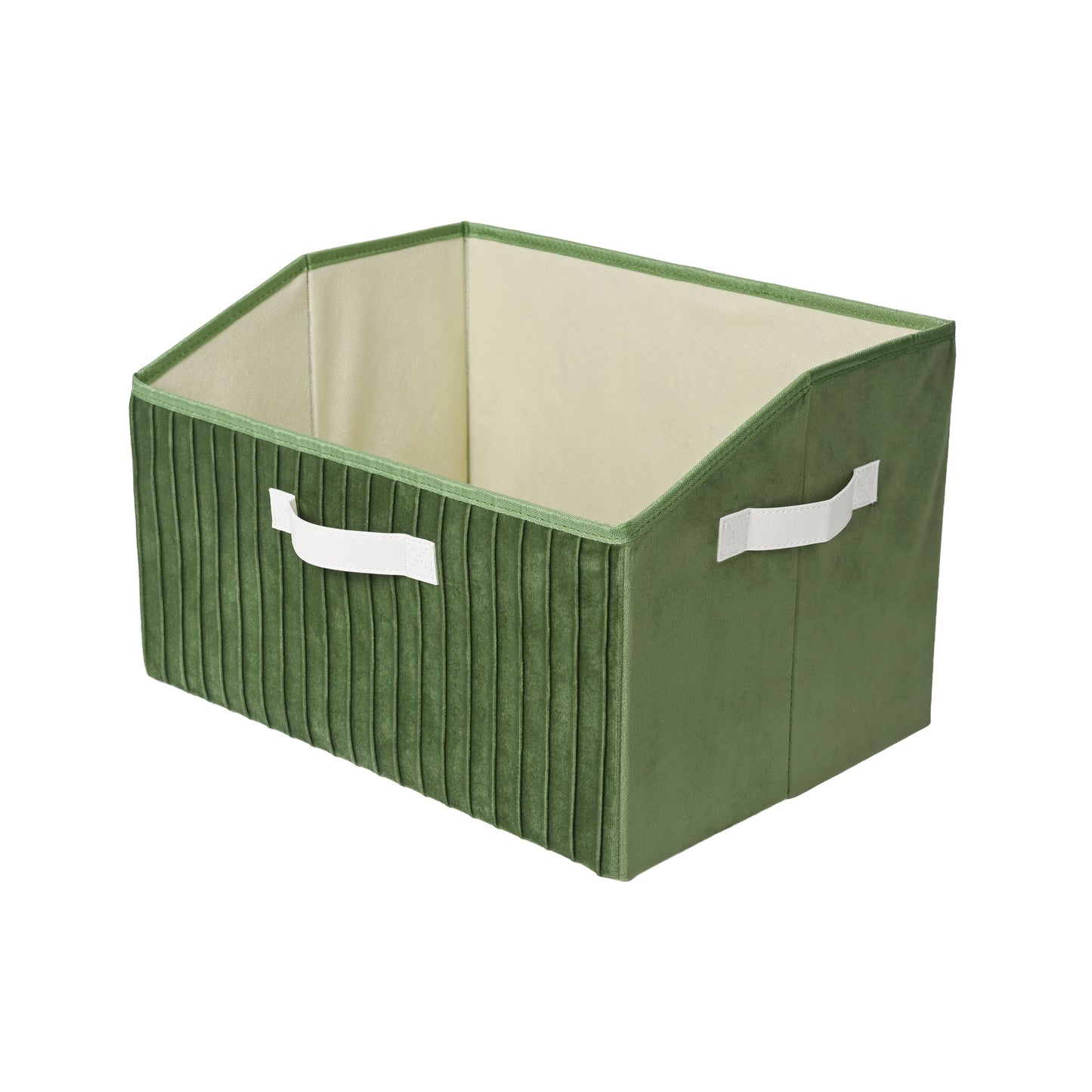 Green Minimal Slant Front Velvet Storage Bin - main product front view