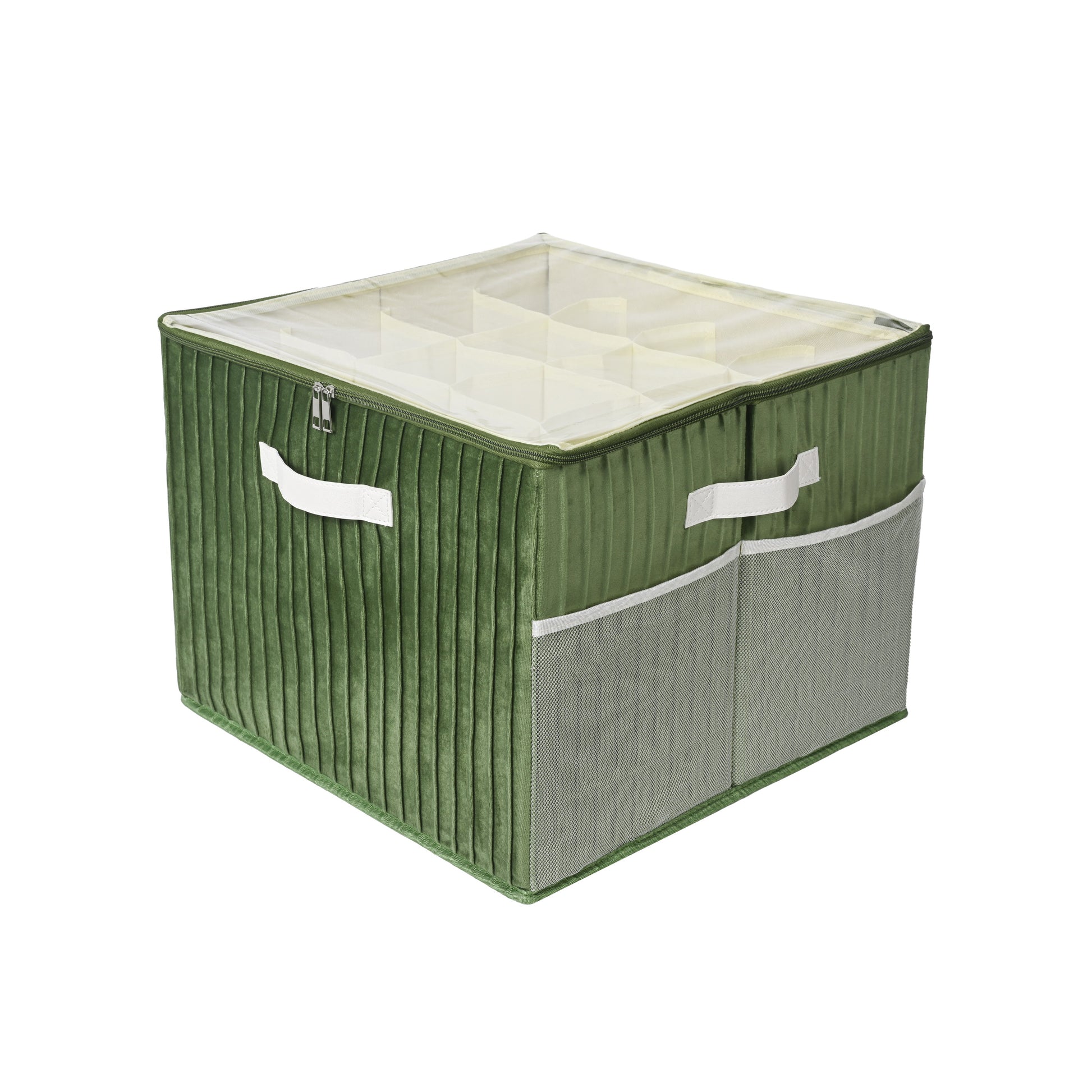 Green Minimal Velvet Shoes Storage Box - main product front view