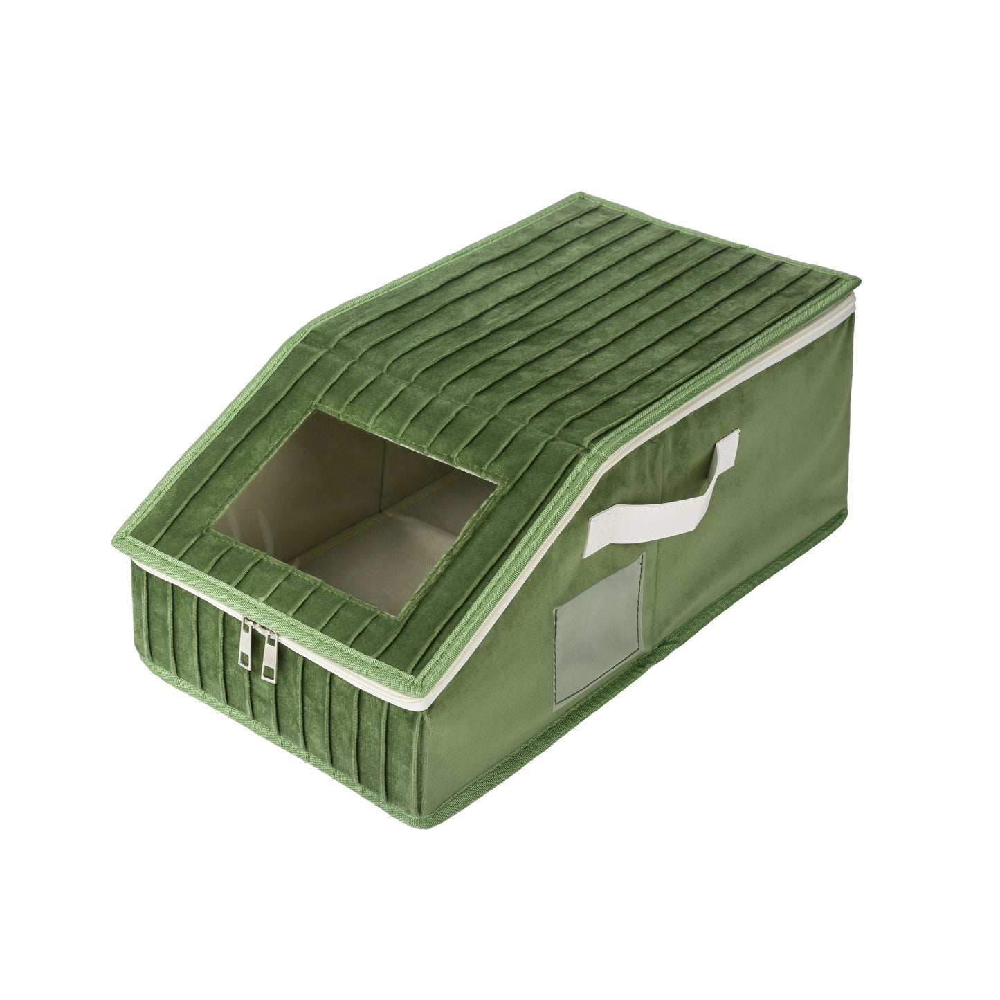 Green Minimal Velvet Hat Storage Box - main product front view