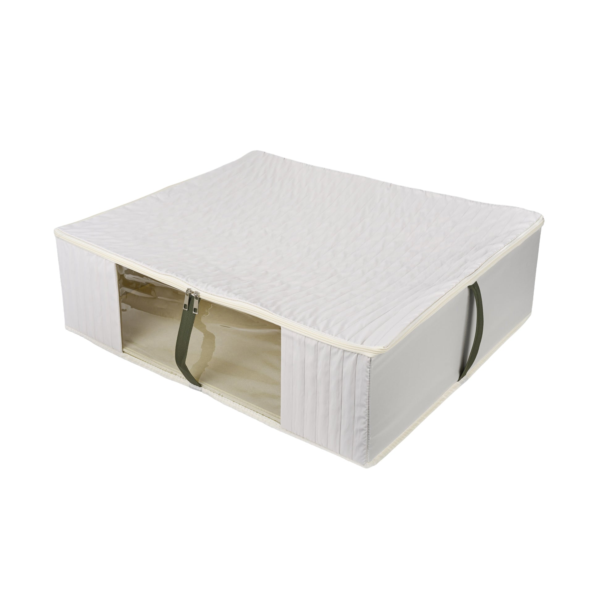 Green Minimal Clear Window Under Bed Storage Box Flat Fabric Organizer - main product front view