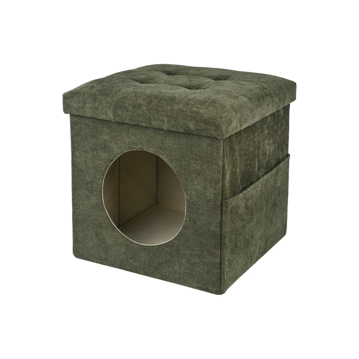 Chenille Square Pet-Friendly Storage Ottoman in soft chenille upholstery, designed as part of the NOOK multifunctional storage furniture collection. square compact design fits modern living rooms, bedrooms and small-space homes with hidden storage. Main product front view.