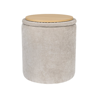 Chenille Multi-Function Storage Ottoman Set in soft chenille upholstery, designed as part of the NOOK multifunctional storage furniture collection. multi-piece set fits modern living rooms, bedrooms and small-space homes with hidden storage. Lifestyle scene in modern entryway/living space.