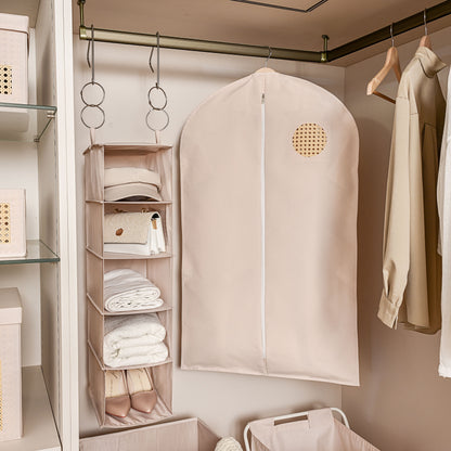 Soft Touch Hanging Storage Organizer - Beige - side angle view showing dimensions