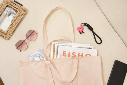 Soft Touch Shopping Bags - Beige Small - lifestyle scene in modern living room