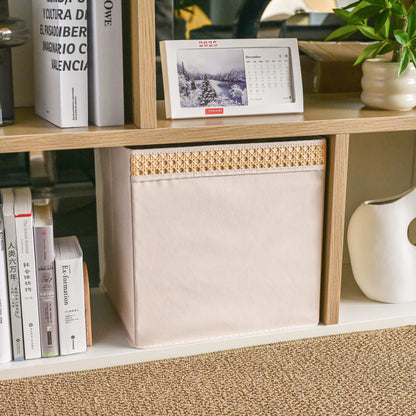 Soft Touch Cabinet Storage Bins - Beige - side angle view showing dimensions