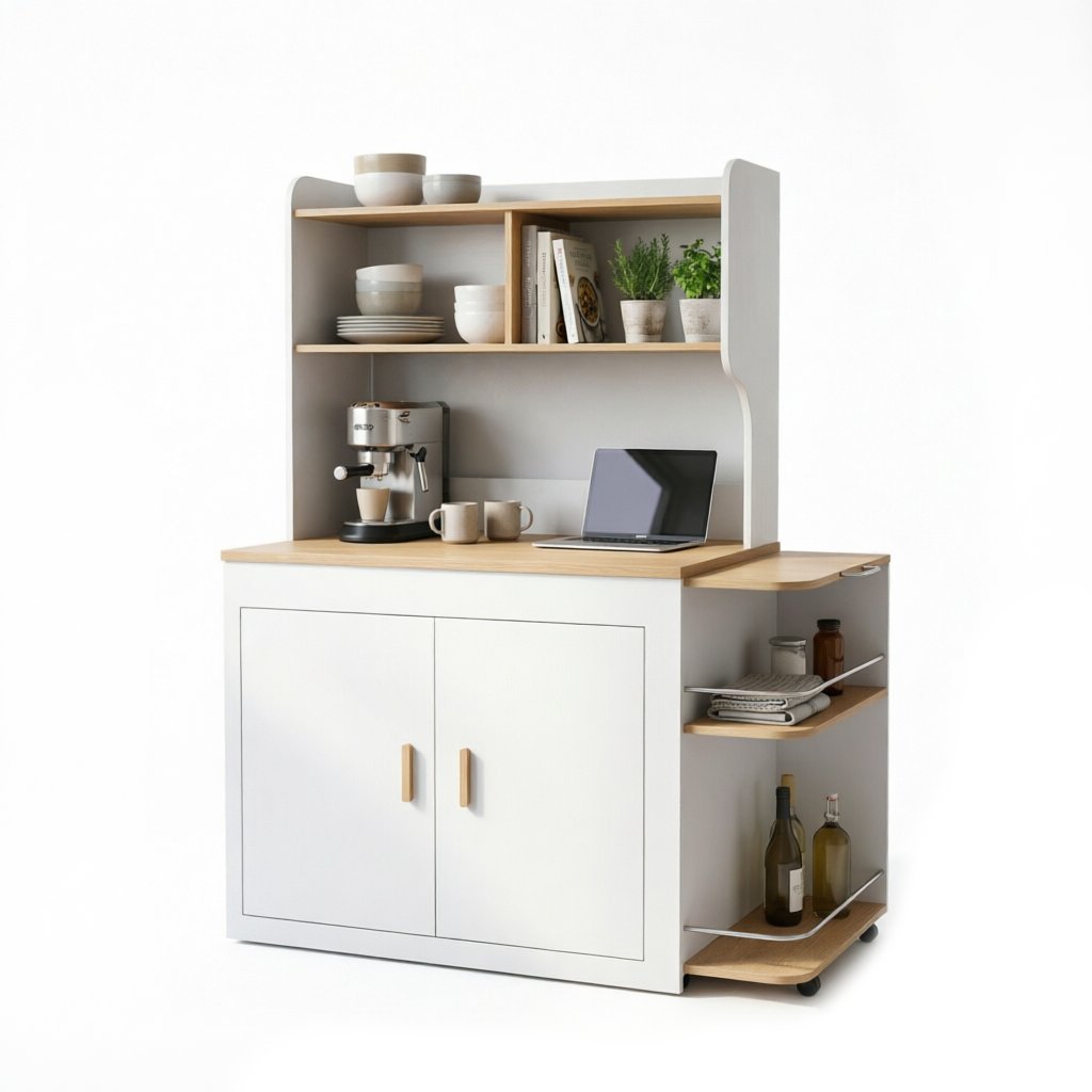 CozyNook Extendable Sideboard with Rolling Side Cart | Built-in Power | 162cm from CozyNookMY STUDIO collection — premium pet-friendly furniture & dog crate for modern homes