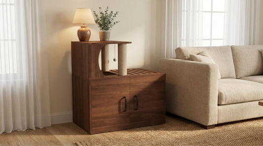 CozyNook Sanctuary Cat Litter Box Cabinet with Enclosed Litter Box | 77cm from CozyNookMY SANCTUARY collection — premium pet-friendly furniture & dog crate for modern homes