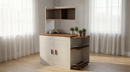 CozyNook Extendable Sideboard with Rolling Side Cart | Built-in Power | 162cm from CozyNookMY STUDIO collection — premium pet-friendly furniture & dog crate for modern homes