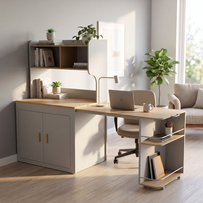 CozyNook Extendable Sideboard with Rolling Side Cart | Built-in Power | 162cm from CozyNookMY STUDIO collection — premium pet-friendly furniture & dog crate for modern homes