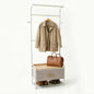 Tall Narrow Entryway Storage Tower in white metal frame with warm wood accents, designed as part of the HARBOR entryway storage furniture collection. 3-Drawer design fits compact entryways for organizing shoes, bags, keys and everyday essentials in modern homes. Main product front view.