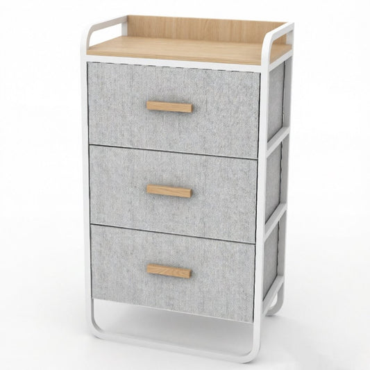 Entryway Storage Bench in white metal frame with warm wood accents, designed as part of the HARBOR entryway storage furniture collection. 2-Drawer design fits compact entryways for organizing shoes, bags, keys and everyday essentials in modern homes. Main product front view.