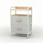 Entryway Storage Rack in white metal frame with warm wood accents, designed as part of the HARBOR entryway storage furniture collection. 2-Drawer design fits compact entryways for organizing shoes, bags, keys and everyday essentials in modern homes. Main product front view.