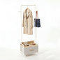 Extra-Tall Entryway Storage Rack in white metal frame with warm wood accents, designed as part of the HARBOR entryway storage furniture collection. 2-Drawer design fits compact entryways for organizing shoes, bags, keys and everyday essentials in modern homes. Main product front view.