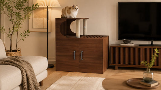 CozyNook Sanctuary Cat Litter Box Cabinet with Enclosed Litter Box | 77cm from CozyNookMY SANCTUARY collection — premium pet-friendly furniture & dog crate for modern homes