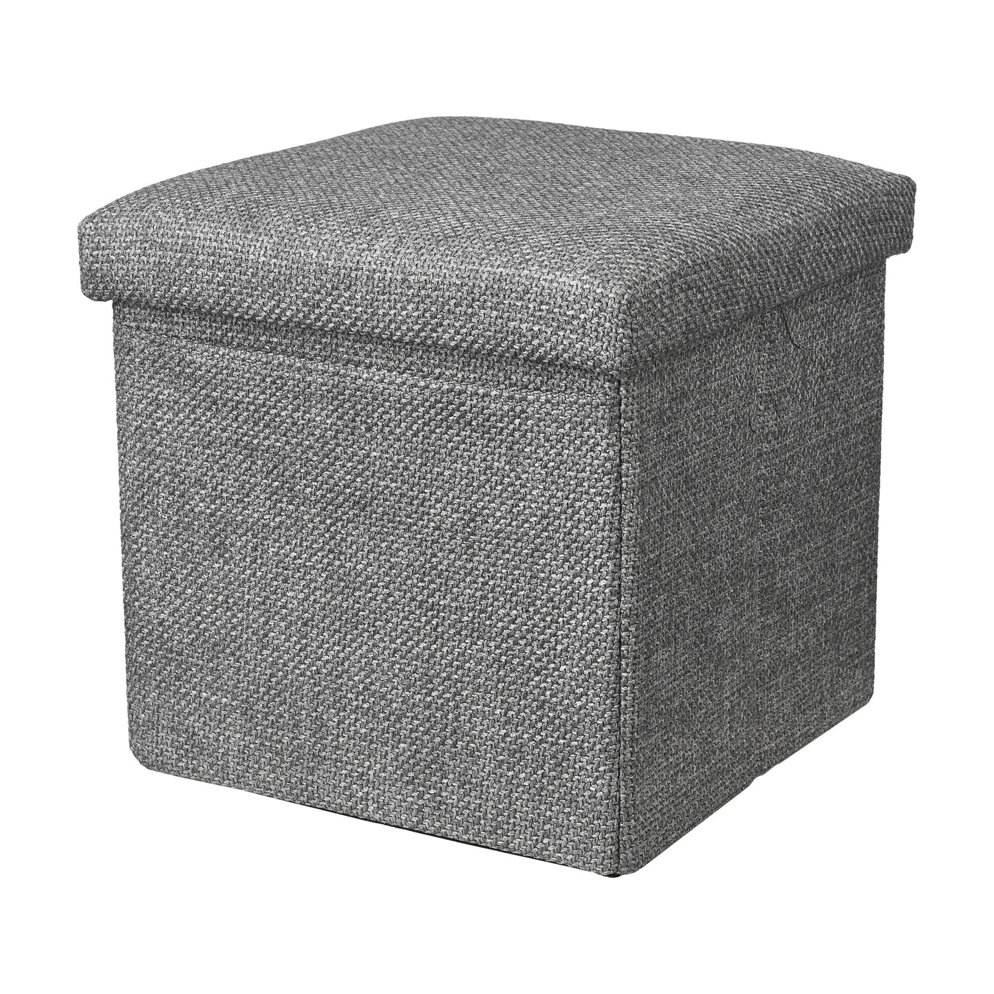 CozyNook Chenille Square Storage Ottoman - side angle view showing dimensions