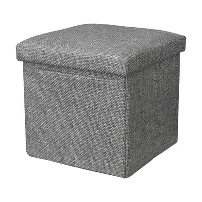 CozyNook Chenille Square Storage Ottoman - side angle view showing dimensions