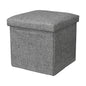 CozyNook Chenille Square Storage Ottoman - side angle view showing dimensions