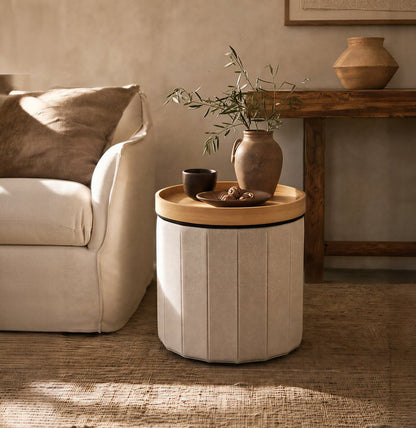 Chenille Semi-Circle Storage Ottoman Shoe Bench in soft chenille upholstery, designed as part of the NOOK multifunctional storage furniture collection. semi-circle shoe bench fits modern living rooms, bedrooms and small-space homes with hidden storage. Main product front view.