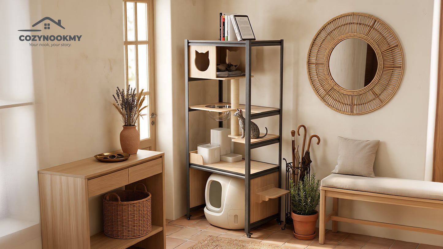 All-in-One Cat Activity Tower with Auto Litter Box Space - alternative color or style variant