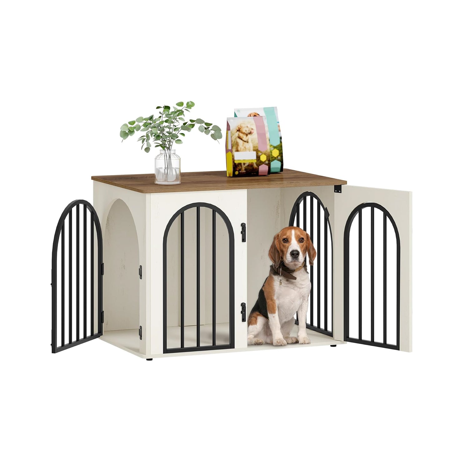 Arched-Door Wooden Pet Crate Cabinet with MDF Top - main product front view
