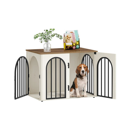 Arched-Door Wooden Pet Crate Cabinet with MDF Top - main product front view