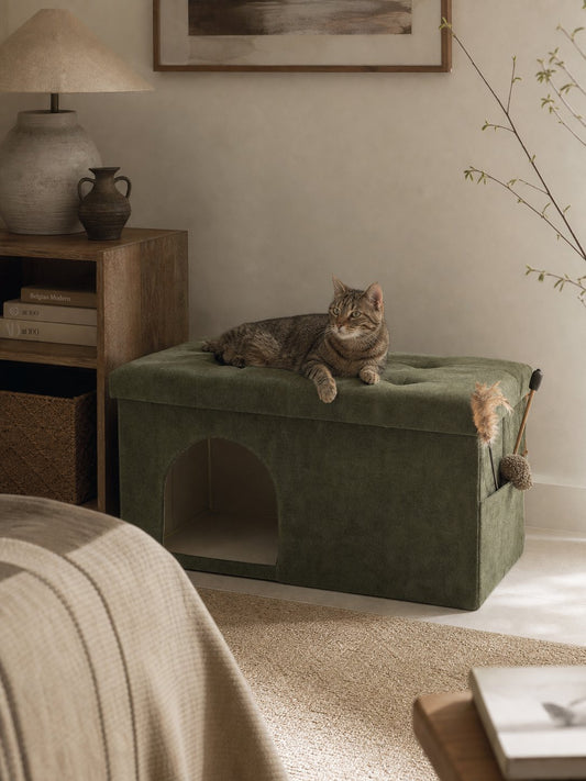 Chenille Rectangular Pet-Friendly Storage Ottoman Bench in soft chenille upholstery, designed as part of the NOOK multifunctional storage furniture collection. rectangular bench design fits modern living rooms, bedrooms and small-space homes with hidden storage. Main product front view.