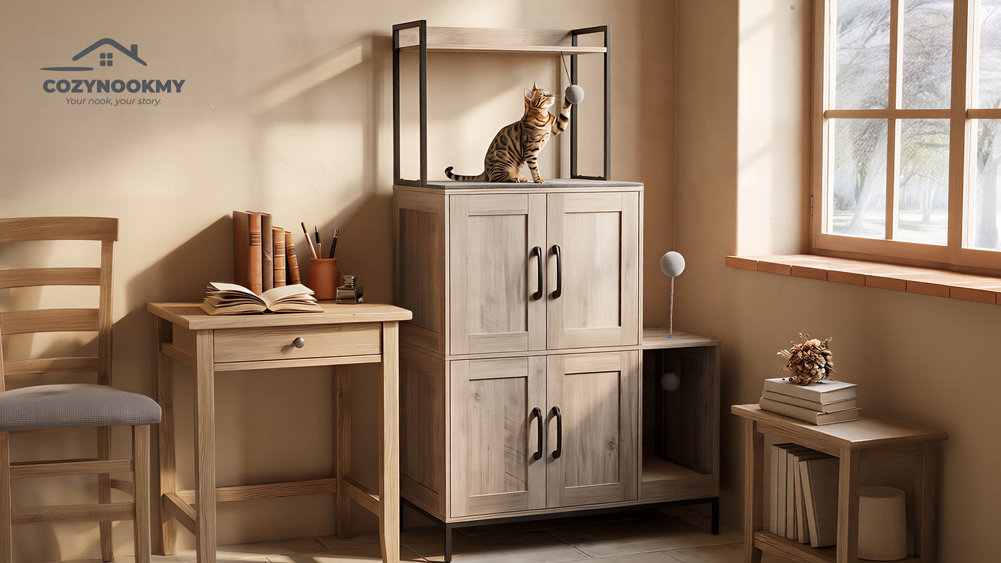 Multi-Level Cat Condo Tower with Play Area and Storage - alternative color or style variant