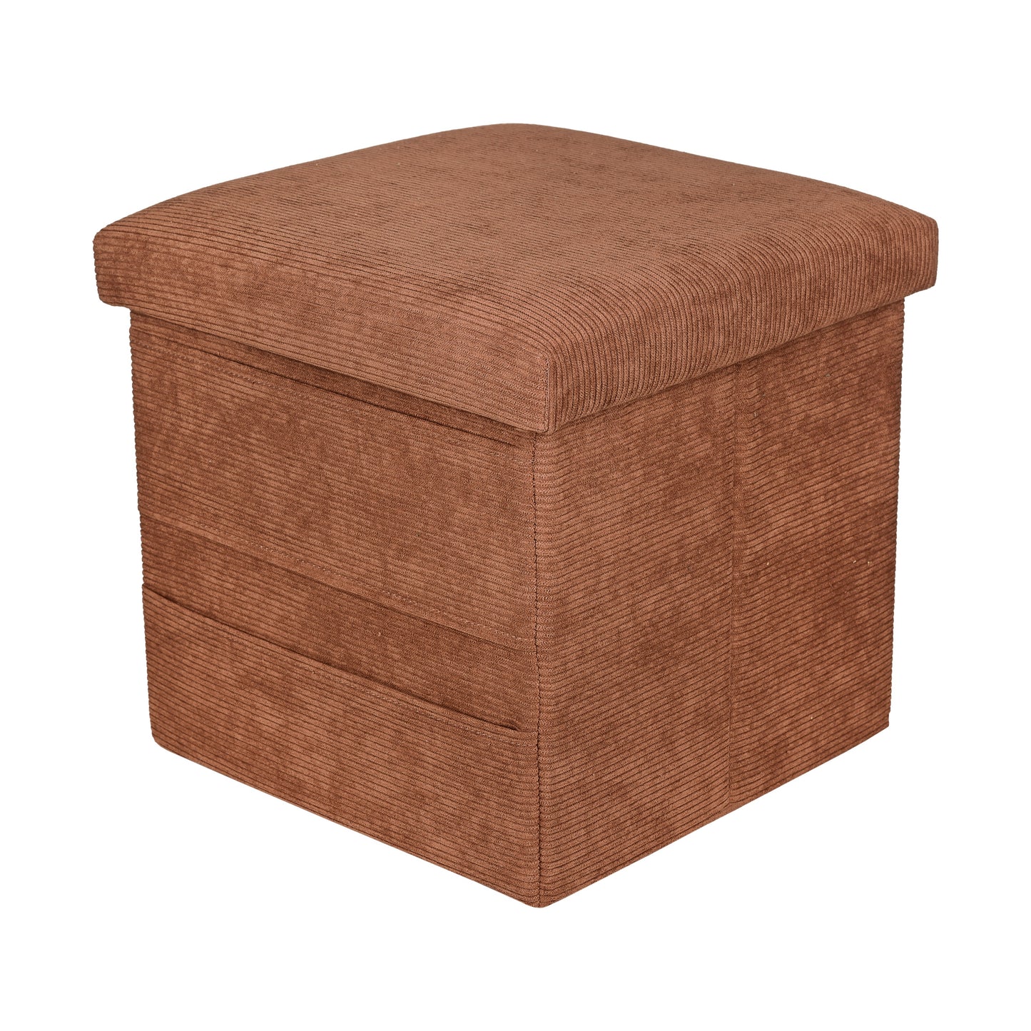 Corduroy hexagon storage ottoman grey main view – CozynookMY