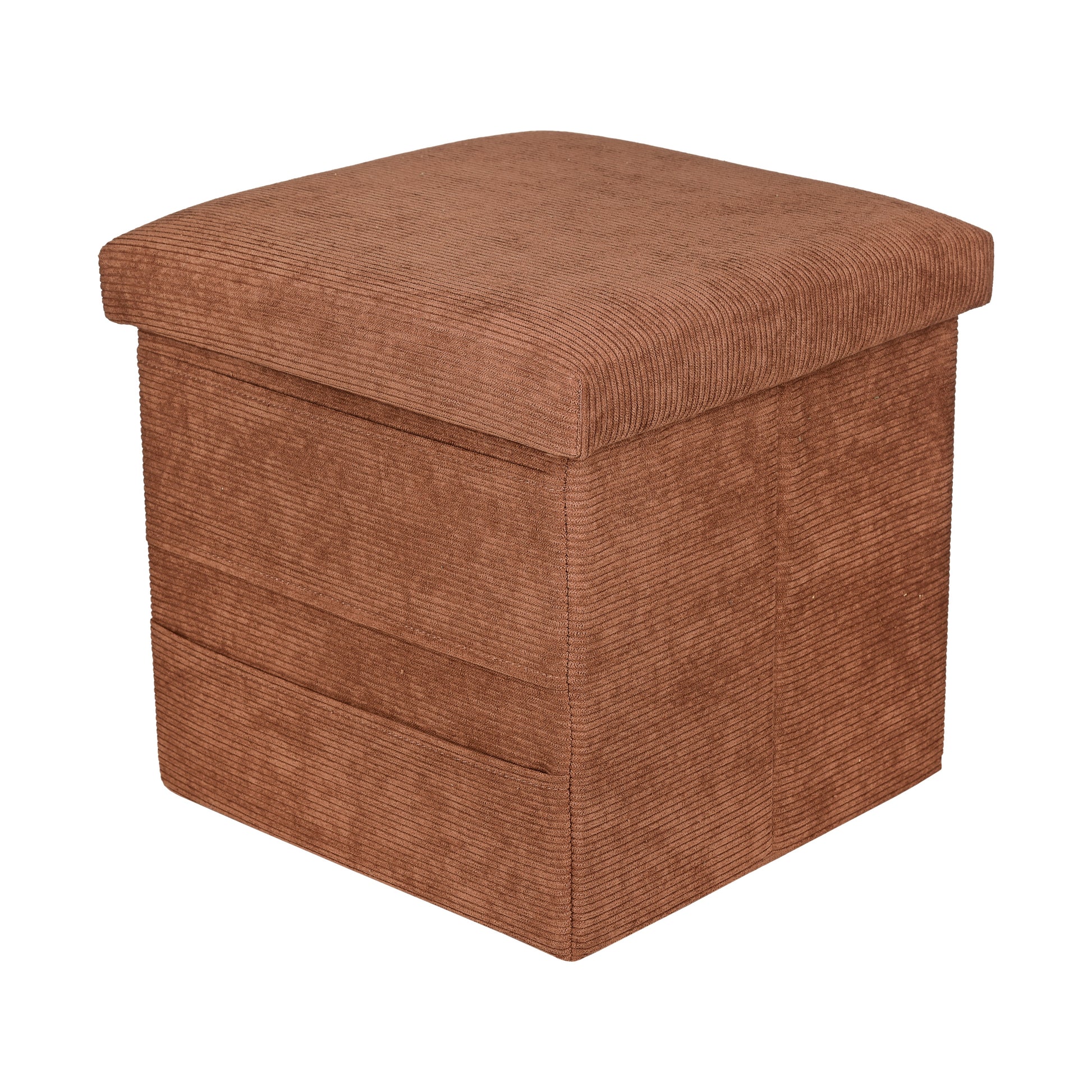 Corduroy hexagon storage ottoman grey main view – CozynookMY