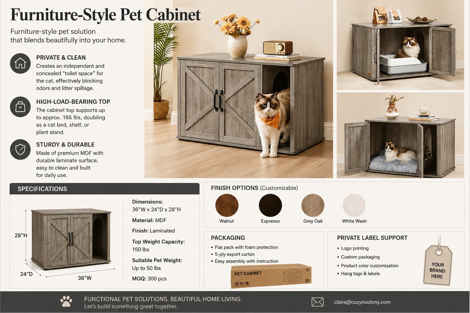 Furniture-Style Pet Cabinet - lifestyle scene in modern living room