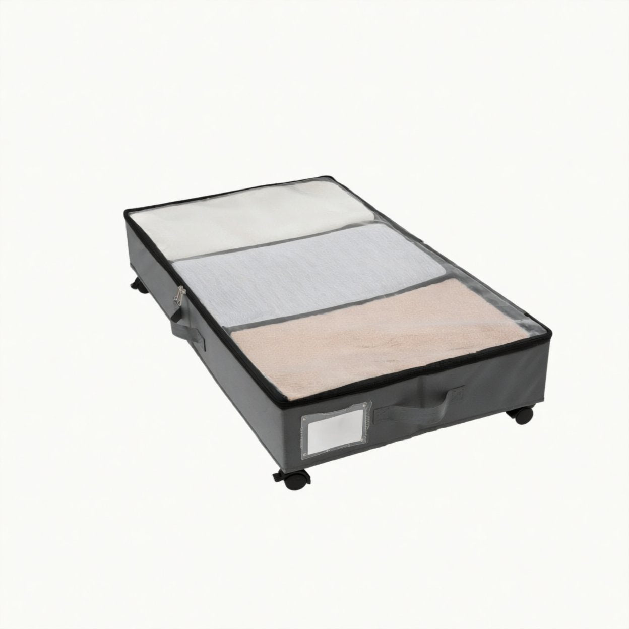 Rolling Under-Bed Storage Organizer 3-Compartment Wheeled Storage Bin