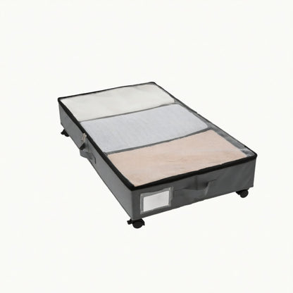 Rolling Under-Bed Storage Organizer 3-Compartment Wheeled Storage Bin