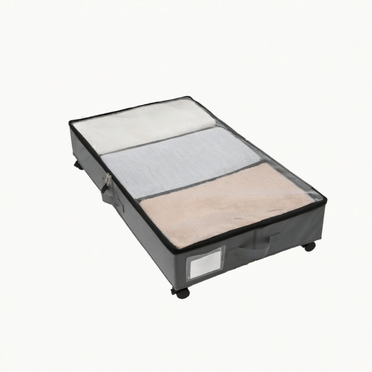 Rolling Under-Bed Storage Organizer 3-Compartment Wheeled Storage Bin