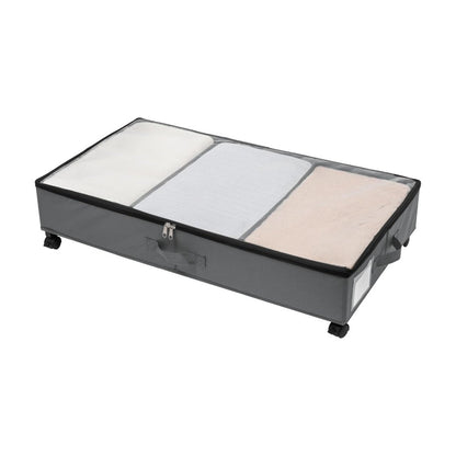 Rolling Under-Bed Storage Organizer 3-Compartment Wheeled Storage Bin