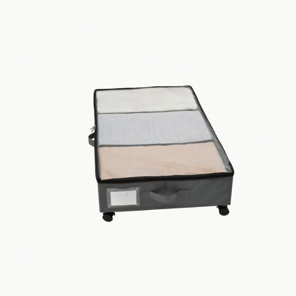 Rolling Under-Bed Storage Organizer 3-Compartment Wheeled Storage Bin
