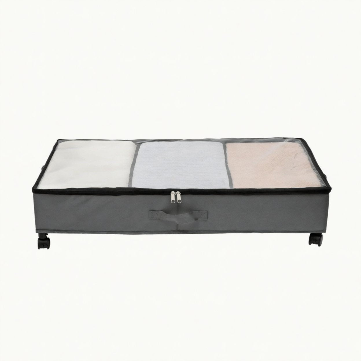 Rolling Under-Bed Storage Organizer 3-Compartment Wheeled Storage Bin