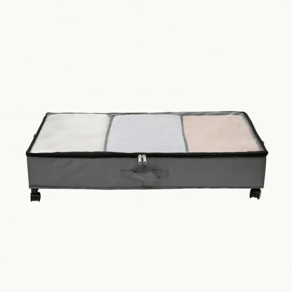 Rolling Under-Bed Storage Organizer 3-Compartment Wheeled Storage Bin
