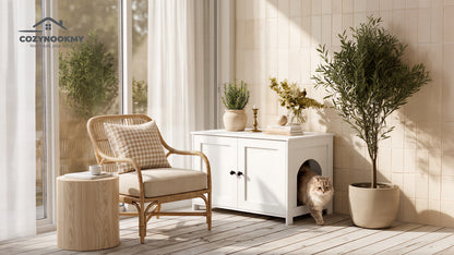 Hidden Cat Litter Box Cabinet with Side Entry - additional lifestyle application