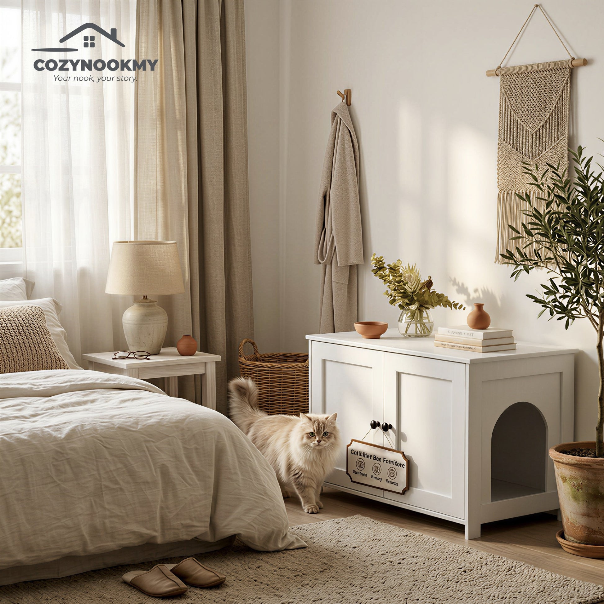 Hidden Cat Litter Box Cabinet with Side Entry - alternative color or style variant
