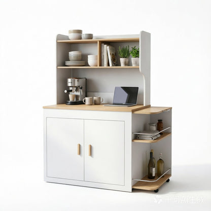 CozyNook Extendable Sideboard with Rolling Side Cart | Built-in Power | 162cm from CozyNookMY STUDIO collection — premium pet-friendly furniture & dog crate for modern homes